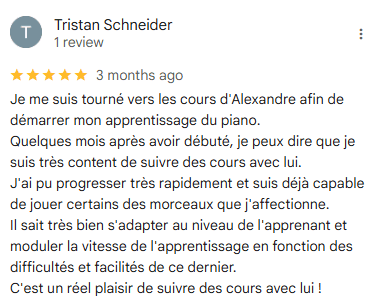 Témoigagnage de Tristan, un élève d'Alexandre qui prend des cours depuis plusieurs mois maintenant et qui est content avec la méthode