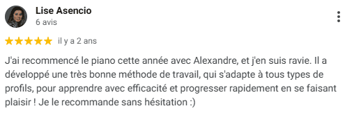 Témoigagnage de Lise, une élève satisfaite d'Alexandre